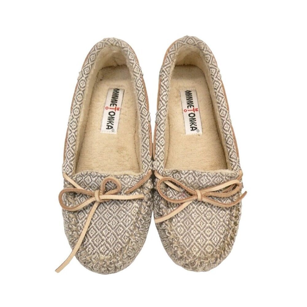 Minnetonka Brit Trapper Knit Slippers Women 6 Moccassin‎ Southwestern Boho